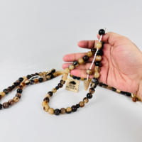 Tasbih Rosario Islami Modern Buatan Tangan Bentuk OEM Sentuhan Asli Bahan Tanduk Kerbau Manik-Manik Berwarna Grosir untuk Muslim Arab