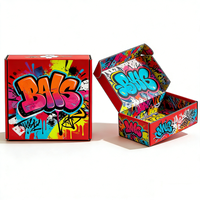 Boîte cadeau portable en carton ondulé style graffiti, recyclable, avec pelliculage mat, logo imprimé personnalisé, boîte en papier artistique colorée