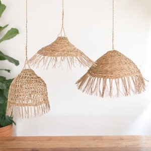 Abat-jour en jonc de mer à prix abordable, style bohème, pour la décoration de la maison et du patio, lampe suspendue tressée en jonc de mer - Product Image 1
