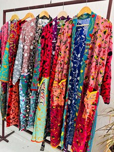 Long Floral Phulkari Embroidered Duster Jacket <b>Kimono</b> Cardigan-100% Cotton Soft & Breathable - Product Image 6