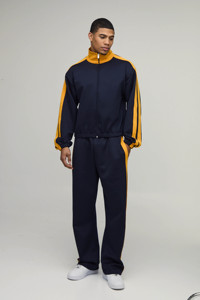 Top Selling Custom Logo Panelled Funnel Neck <b>Hoodie</b> & Jogger 2 Pieces Set Men's Tracksuit Breathable Gymwear Men's Sweatsuits - Product Image 3