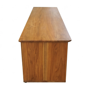 Mesa de TV de Madera de Teca Sólida, Consola con Cajones Tallados, Mueble Minimalista para Sala de Estar, Hecho a Mano, Ecológico - Product Image 5
