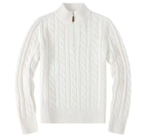Cardigan en laine torsadée pour homme, manches longues, couleur unie, col rabattu, pull d'hiver, anti-boulochage, matière épaisse - Product Image 1
