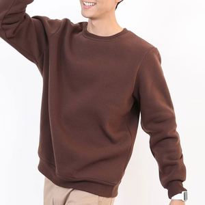 Custom Men's Pullover Sweatshirt Crewneck Solid 100% Cotton Fleece Breathable Short Sleeves for Winter - Product Image 3