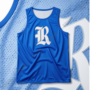 Maillot de basket personnalisé SIBRIN, sans manches, débardeur, uniforme d'équipe sportive, bleu royal uni, 100% polyester respirant - Product Image 1