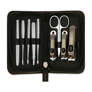 Premium 10 Piece <b>Manicure</b> Pedicure <b>Kits</b> Stainless Steel Nail Care Tools with Portable Leather Case Factory Wholesale - Product Image 3