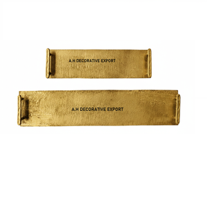 Plateau de service rectangulaire en laiton antique, fait main, avec poignées surélevées, finition poudrée, plateau décoratif pour table basse, maison - Product Image 3