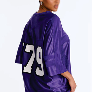 Camisetas de fútbol americano de malla de lujo extragrandes personalizadas para mujer, con gráficos florales de diamantes de imitación, estilo streetwear de poliéster - Product Image 4