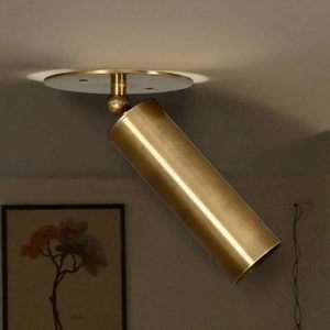 Mid Century Modern Brass Wall <b>Sconce</b> – Adjustable Spotlight Flush Mount <b>Light</b>, Solid Brass Vintage Wall & Ceiling Lamp for Bedro - Product Image 2