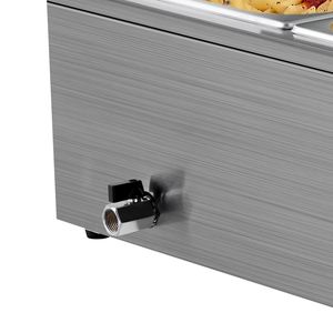 Scaldavivande Elettrico Commerciale 1500W in Acciaio Inox a 3 Vasche, Buffet da Banco con Coperchio in Vetro, Attrezzatura per Mantenere il Cibo Caldo - Product Image 6