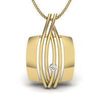 Pendentif en or jaune avec diamant rond taille brillant, design minimaliste pour un usage quotidien
