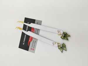 Pinzas para Pestañas al por Mayor, 45 y 90 Grados, Grabado de Corazón con Dijes de Dinero y Lazo, Pinza para Extensión de Pestañas con Punta de Oro Blanco - Product Image 4