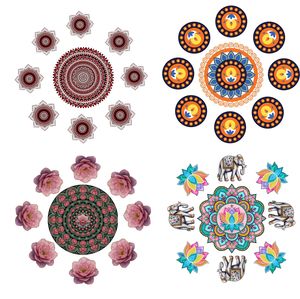 Kit Rangoli Traditionnel en Bois Éléphant Lotus – Décoration Multi-pièces pour Festival Indien Diwali et Mariage Sangit - Product Image 4