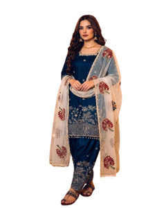 NOUVEAU - Magnifique Kurta indien et pakistanais à broderies lourdes, brocart, Plazo Salwar, pour fête/mariage, en pur mousseline, séchage rapide, 2023 - Product Image 1