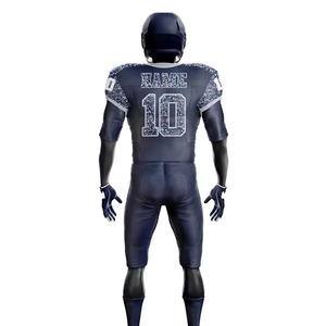 Custom American Football Uniform Set Heat-Transfer Printed White <b>Red</b> V-Neck Short Sleeve Moisture Wicking Regular Fit Unisex - Product Image 5