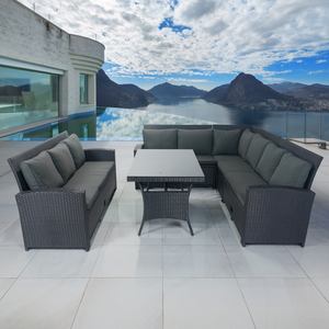 Juego de Muebles de Jardín, Comedor y Deportes para Exteriores, Modernos, Resistentes a los Rayos UV, Lavables, No Plegables, de Mimbre, Ratán y Metal de Hierro Duradero de Primera Calidad - Product Image 1