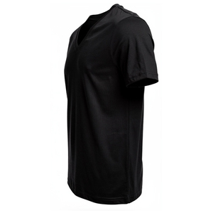 Camiseta de cuello en V gris y negra para hombre, 100% algodón, manga corta, tejida, estilo veraniego, camiseta con cuello en V para hombre - Product Image 6