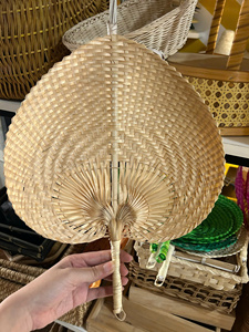 Handcrafted Painted Seagrass Bamboo Hand <b>Fan</b> Wall Mounted Home Decor <b>Wedding</b> Gift Eco-Friendly Customizable Size Vietnam Custom - Product Image 4