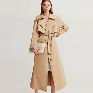 Manteau Trench en Gros Nouvelle Collection Printemps Kaki Coupe Slim Élégant Coupe-Vent Longue Veste Française Camel pour Femme avec Ceinture - Product Image 1