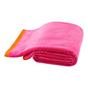 Set di 2 Teli da Spiaggia Oversize Reversibili in Misto Cotone Tinto in Filo Rosa e Arancione - Product Image 1