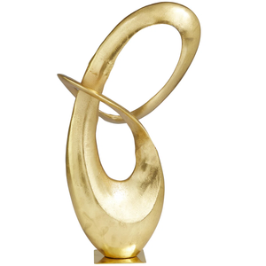Sculpture d'art en aluminium plaqué or de qualité supérieure, figurine abstraite, ornement poli, artisanat fait main rond pour la décoration de salon et de la maison - Product Image 4