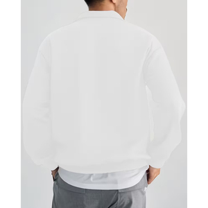 OEM Men's Women's Oversized Half Zip Sweatshirt Plain Grey <b>Mock</b> <b>Neck</b> Cotton Fleece Streetwear <b>Top</b> - Product Image 3