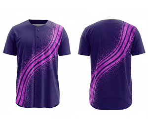 Camiseta de Béisbol con Botones, Personalizada con Bordado, Uniforme de Equipo con Logotipo y Números Personalizados |   Base de Poliéster Transpirable - Product Image 2