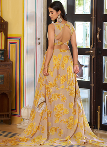 Conjunto de Lehenga Choli Bordado en Georgette Amarillo, Listo para Usar, al por Mayor para Mujeres - Product Image 4