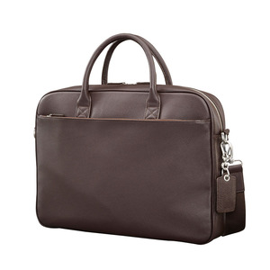Custom High Quality Genuine <b>Leather</b> Unisex Fashion Soft Waterproof <b>Briefcase</b> with Polyester Lining and Zipper Closure for Travel - Product Image 1
