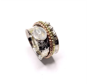 Handmade Spinner Ring 925 Sterling Silver Moonstone Ring - Wide Meditation Anxiety Band Birthday Gift For Her Wholesale Jewelry - Product Image 3