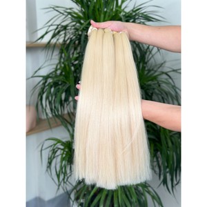 Virgin European Hair Bulk <b>Extensions</b> <b>Blonde</b> Color Single Weft Double Drawn Human Hair Weave - Product Image 4