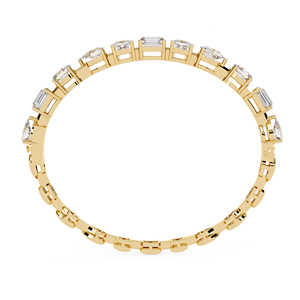 Emerald Cut Natural Stone Chain Bracelet 18K <b>Solid</b> <b>Gold</b> Plated Unisex Classic Wedding Jewelry IGI Certified Claw Setting AMBER - Product Image 2