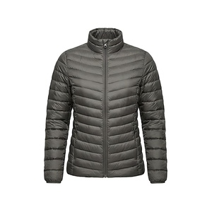 Quilted Jacket Women's Winter Stand Collar Full Sleeve Polyester Filling Zipper Closure Solid Color Regular Length - Product Image 1