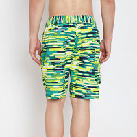 Shorts de bain écologiques de qualité supérieure pour hommes |   Short de bain électrique camouflage abstrait vert citron, séchage rapide, protection UV, imperméable, pour la plage et le style urbain