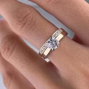 Anillo de Lujo de Plata de Ley 925 con Moissanita Blanca, Bañado en Rodio, con Engaste de Garras, para Boda o Compromiso - Product Image 4