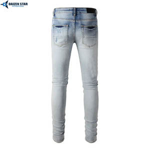 Jean en denim tissé personnalisé pour l'hiver, coupe ajustée, prix d'usine, vente en gros, OEM, tissu de qualité supérieure pour hommes - Product Image 4