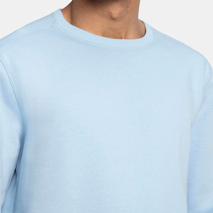 <b>Men</b> Light Blue Crew Neck Sweatshirt Regular Fit Solid Color Knitted Cotton <b>Pullover</b> Casual Streetwear Long Sleeve Top <b>For</b> Winter - Product Image 5