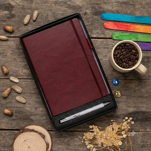 Aurelux Premium Maroon PU Velvet Case Bound <b>Diary</b> Elastic Lock Silver Pen Gift Set 192 Pages Laser Engraved Foiling-Professional - Product Image 6