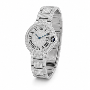 Reloj de Lujo de Alta Calidad con Incrustaciones de Moissanita, Acero Inoxidable, Esfera con Números Romanos, Unisex, Cuarzo, Resistente al Agua 3BAR - Product Image 2