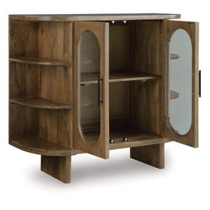 Meuble de salon modulaire en bois de manguier massif, écologique et moderne, grande capacité, 2 portes, étagères, portes à panneaux plats, marque Chandni - Product Image 5