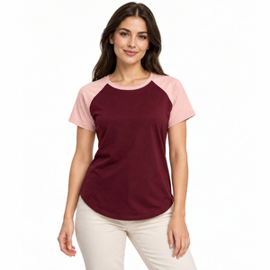 Camiseta Lisa para Mujer, Mezcla de Algodón, Ajuste Cómodo, Transpirable, Diseño Ligero para Uso Diario e Informal - Product Image 1