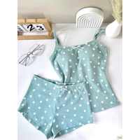 Ensemble de vêtements de détente pour femmes MIMI ORGANIC à bretelles spaghetti à fleurs en coton biologique | Séchage rapide, respirant | Certifié GOTS | Service ODM OEM