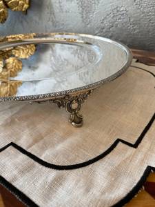 Brass Serving <b>Stand</b>, Handmade <b>Cake</b> Holder Silver Placemat Footed - Product Image 2