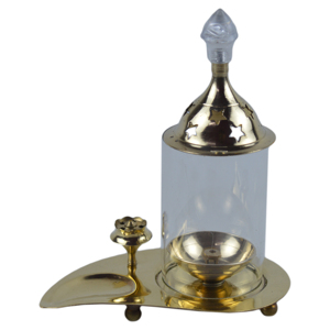Compre un Portavelas de Aceite Decorativo para Interiores Diwali Diya, de Metal de Latón con Cubierta de Vidrio y Color Plateado Brillante para Decoración de Templos - Product Image 4