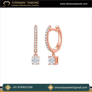 Pendientes de Aro de Oro Amarillo Real de 10k con Diamante Cultivado en Laboratorio de Corte Cojín, Joyería Elegante para Boda y Compromiso para Mujer, Diseño Moderno, Regalo - Product Image 3