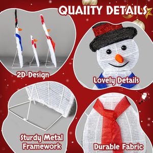 Set di 3 Decorazioni Pupazzo di Neve da 30, 29 e 17 Pollici per Illuminazione Decorativa - Product Image 5