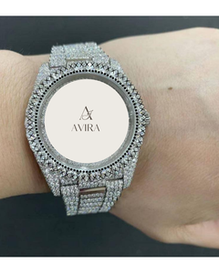 Montre entièrement sertie de diamants avec cadran blanc en or blanc, montres à quartz pour la vente à l'exportation, montre diamantée Hip Hop - Product Image 2
