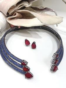 Glamorous Premium Quality Brass Zircon Trendy <b>Statement</b> <b>Necklace</b> Earrings Set Women Traditional Wedding Anniversary Party Gift - Product Image 5