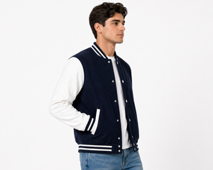 Varsity <b>Jacket</b> Custom Premium wool & leather sleeves Personalized with your name on front Classic fit cozy and iconic style OEM - Product Image 5