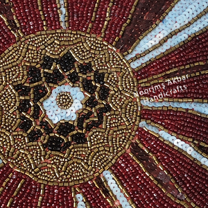 Handmade Floral Glass Beaded Placemat Red <b>White</b> Decorative Dining <b>Table</b> Mat OEM Wholesale Manufacturer Supplier - Product Image 2